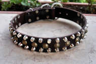 Shar Pei 3 Rows Leather Dog Collar & Pyramids & Studs-Best dog collar
