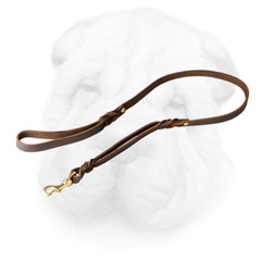 Leather Shar Pei Leash Equipped with Two Handles