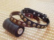 Shar Pei Gorgeous Wide Leather Dog Collar With Doted Circles