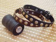Shar Pei Leather Special Dog Collar With Circles