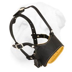 Open Ended Leather Muzzle for Shar Pei with Nappa Padding