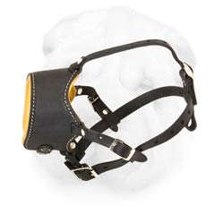 Everyday Shar Pei Leather Muzzle with Soft Nappa Padding and Open-Ended Construction
