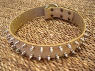 Shar Pei Leather Spiked Dog Collar- 2 Rows of spikes collar for all dogs