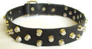 Shar Pei Small pyramids/studs 3 rows leather dog collar - c37