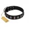"Silver Spikes" Exclusive FDT Artisan Black Leather Sharpei Collar