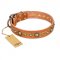 "Feast of Luxury" FDT Artisan Tan Leather Sharpei Collar with Old Bronze Look Circles