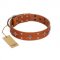 "Tawny Beauty" FDT Artisan Tan Leather Sharpei Collar Adorned with Stars and Tiny Squares