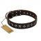 "Stars of Glory" FDT Artisan Brown Leather Sharpei Collar for Comfortable Walking