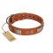 "Pawsy Glossy" FDT Artisan Exclusive Tan Leather Sharpei Collar 1 1/2 inch (40 mm) wide