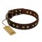 "Fashion Studs" FDT Artisan Decorated Leather Sharpei Collar with Old Bronze-Plated Steel Hardware