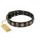 "Sea Rover" FDT Artisan Black Leather Sharpei Collar with Old Bronze-plated Circular Medallions