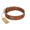 "Great Obelisk" Handcrafted FDT Artisan Tan Leather Sharpei Collar with Large Plates and Pyramids