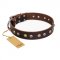 "Golden"n"Silver Luxury" FDT Artisan Leather Sharpei Collar with Engraved Studs