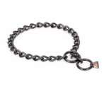 "Fur Protector" Black Stainless Steel Sharpei Choke Collar - 1/6 inch (4 mm) wire diameter