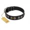 "Mister Exclusive" Designer FDT Artisan Black Leather Sharpei Collar with Medallions