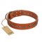 "Star Trek" FDT Artisan Tan Leather Sharpei Collar Decorated with Stars