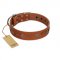 "Sweet Caramel" Designer FDT Artisan Tan Leather Sharpei Collar