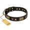 "Passion for Style and Beauty" FDT Artisan Decorated Black Leather Sharpei Collar