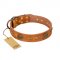 "Sun Beams" FDT Artisan Tan Leather Sharpei Collar with Decorations