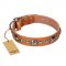 "Era of Future" FDT Artisan Handcrafted Tan Leather Sharpei Collar with Decorations