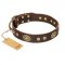 "One-of-a-Kind" FDT Artisan Handmade Decorated Brown Leather Sharpei Collar