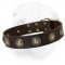Exquisite Wide Leather Collar with Royal Silver Plated Ornament for Shar Pei