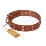 "Silver Elegance" FDT Artisan Decorated Leather Sharpei Collar with Old Silver-Like Plated Studs and Cones