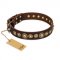 "Ancient Warrior" FDT Artisan Fancy Leather Sharpei Collar with Old-Bronze Plated Decorations