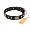 "Pirates Gold" FDT Artisan Black Leather Sharpei Collar with Old Silver Look Plates and Skulls