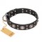 FDT Artisan 'Vintage Necklace' Studded Black Leather Sharpei Dog Collar - 1 1/2 inch (40mm) wide