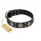 "Sun in Shining" Modern FDT Artisan Black Leather Sharpei Collar with Studs and Stars