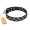 "Romantic Breeze" FDT Artisan Marvellous Black Leather Shar Pei Collar - 1 1/2 inch (40 mm) wide