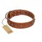 "Broadway" Handmade FDT Artisan Tan Leather Sharpei Collar with Dotted Pyramids