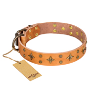 'Top-Flight' FDT Artisan Adorned Tan Leather Sharpei Collar