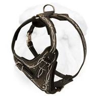 Leather Agitation Training Harness with Hand Set Painting
