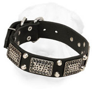 Shar-Pei Collar with Old Nickel Massive Plates and Pyramids