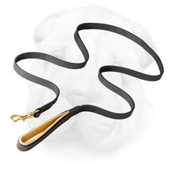 Leather Shar Pei Leash with Nappa Handle