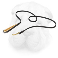 Genuine Leather Shar Pei Leash with Brass Snap Hook