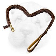 Braided Leather Leash for Shar Pei Walking