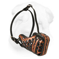 Leather Shar-Pei Muzzle Hand Painted "Magma" Style Leather Shar-Pei Muzzle Hand Painted "Magma" Style