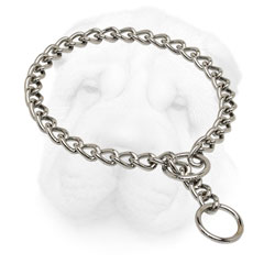 Dog Training Choke Collar made of Chrome Plated Steel for Shar Pei