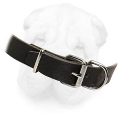 Selected Full Grain Leather 1 1/5 Inches Wide Shar Pei Collar