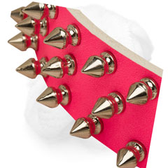 Leather Shar Pei Collar Decorated with Nickel Spikes