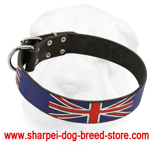 Leather Shar-Pei Collar "Union Jack"
