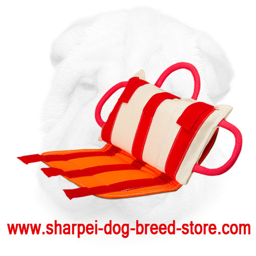 Shar Pei Bite Pillow with Removable Genuine Leather Cover