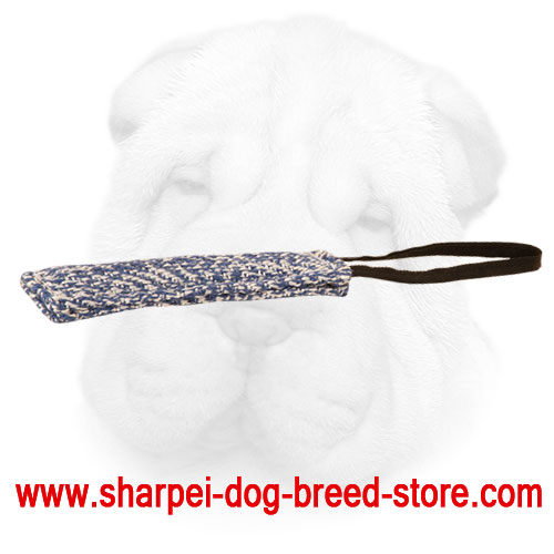 French Linen Shar Pei Bite Tug with Handy Loop