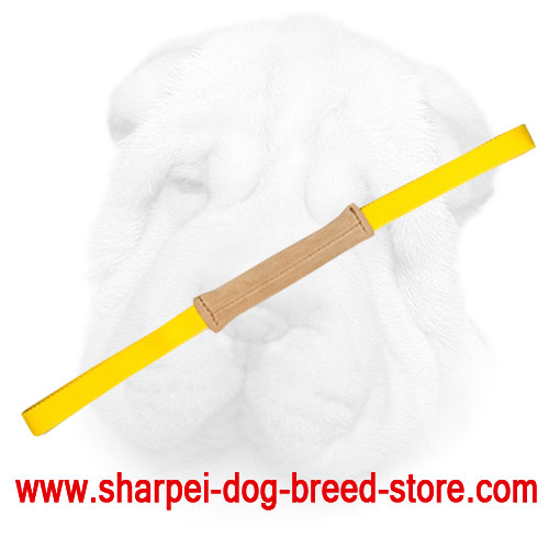 Genuine Leather Shar Pei Bite Tug with Long Nylon Handles