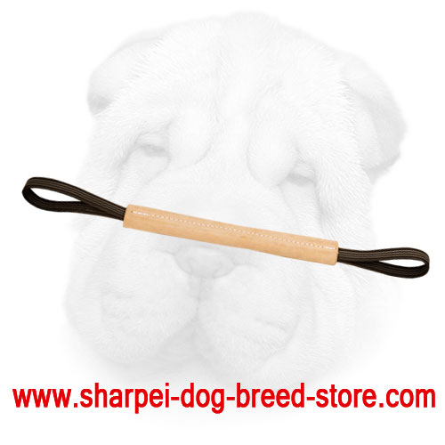 Genuine Leather Shar Pei Long Bite Tug for Developing Bite Skills