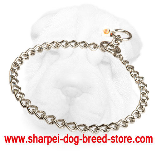 Stainless Steel Shar Pei Choke Collar, 1/9 inch (3 mm) Link Diameter