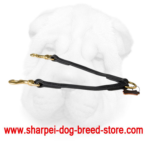 Genuine Leather Shar Pei Coupler Leash